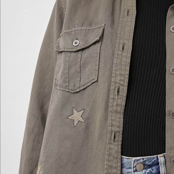 Rails Loren Olive Gold Star Embroidery Button Down Shirt - Picture 8 of 15